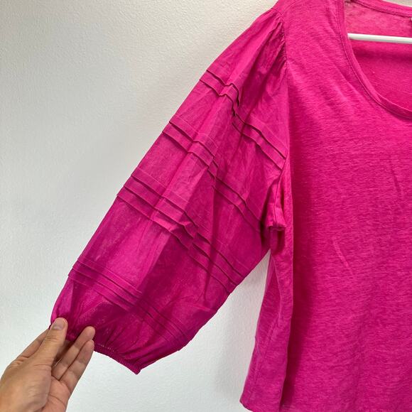 Chico's Linen Balloon Sleeve Pink Blouse 3 XL - Picture 3 of 9